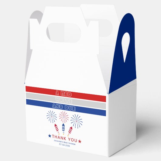 白のDue 4th of 7月ありがとう赤ちゃんシャワー フェイバーボックス (オープン)
