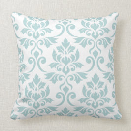 白のFeuilleのダマスク織Lgパターンアヒルの卵の青 クッション