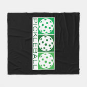 白のGreen Pickleballs 3 フリースブランケット (正面(横))