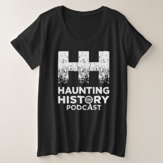 白のHHPロゴ付きブラックプラスT プラスサイズTシャツ