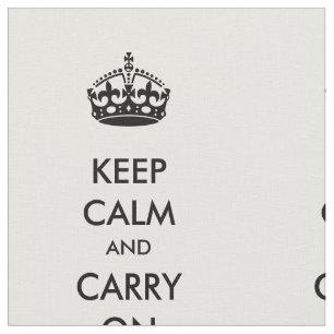 白のKeep Calm and Carry Onの黒 ファブリック