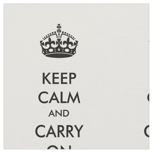 白のKeep Calm and Carry Onの黒 ファブリック (クローズアップ)