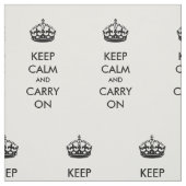 白のKeep Calm and Carry Onの黒 ファブリック (見本)