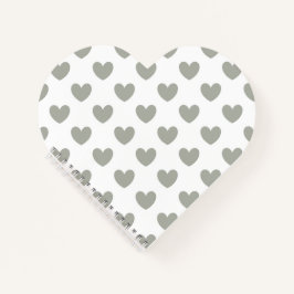 白のPussywillowグレーポルカハート ノートブック