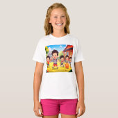 白のSSの庭で遊ぶ子供たち Tシャツ (正面フル)