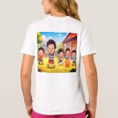 白のSSの庭で遊ぶ子供たち Tシャツ (裏面)
