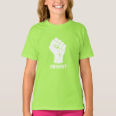 白のTシャツに拳で抵抗する Tシャツ (正面)