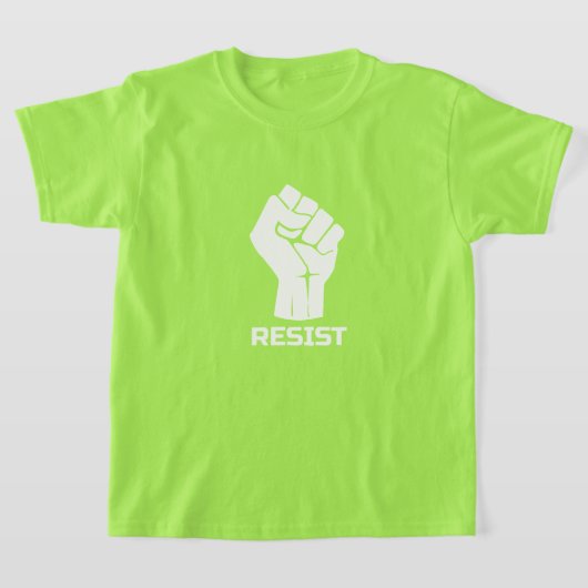 白のTシャツに拳で抵抗する Tシャツ (レイダウン)