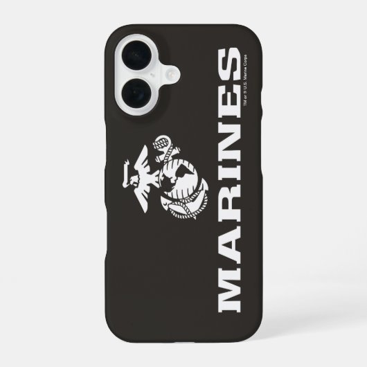 白のUSMCロゴスタック iPhone 16ケース (裏面)