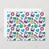 白のY2Kパンダ – 1000Pandas by Amanda Roos ポストカード (正面/裏面)