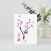 白はがき梅のパフ ポストカード (スタンド正面)