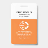 白はっきりしたいオレンジ色のブロック会社の従業員写真 バッジ (Back)