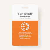 白はっきりしたいオレンジ色のブロック会社の従業員写真 バッジ (裏面)