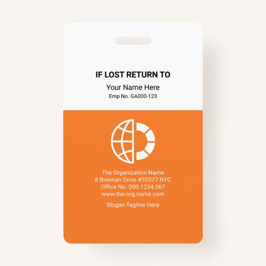 白はっきりしたいオレンジ色のブロック会社の従業員写真 バッジ (裏面)