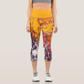 白はっきりしたい斑点、オレンジ色および赤色の細胞 カプリレギンス (正面)