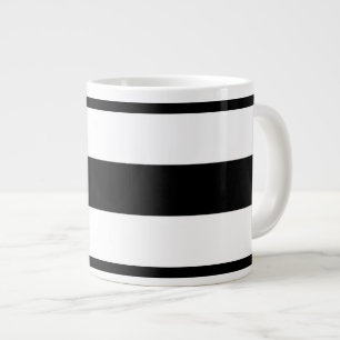 白はっきりしたと黒の水平ストライプ ジャンボコーヒーマグカップ