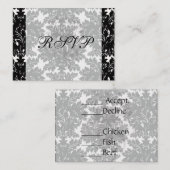白はっきりしたに入った複雑な黒いダマスク エンクロージャーカード (正面/裏面)