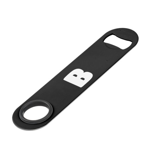 白はっきりしたイニシャルオン黒 スピード栓抜き (正面アングル)