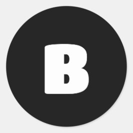 白はっきりしたイニシャルオン黒 ラウンドシール