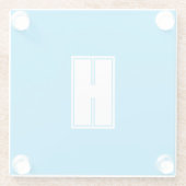 白はっきりしたイニシャル鮮やかな青 ガラスコースター (裏面)