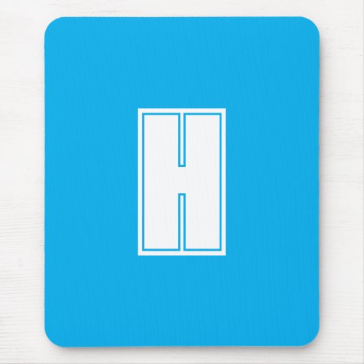 白はっきりしたイニシャル鮮やかな青 マウスパッド (正面)