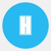 白はっきりしたイニシャル鮮やかな青 ラウンドシール (正面)