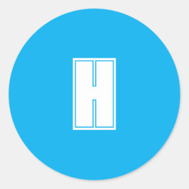 白はっきりしたイニシャル鮮やかな青 ラウンドシール