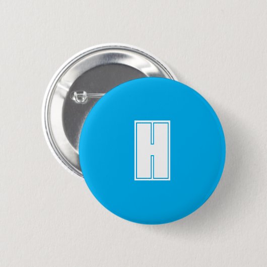 白はっきりしたイニシャル鮮やかな青 缶バッジ (正面&裏面)