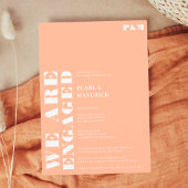 白はっきりしたシンプル桃結婚婚約パーティ 招待状