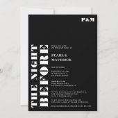 白はっきりしたシンプル黒のリハ結婚ーサル 招待状 (正面)