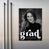 白はっきりしたタイポグラフィ写真卒業 マグネット招待状