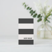 白はっきりしたモダン黒のビストライプのジネスカード 名刺 (スタンド正面)