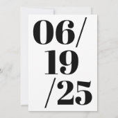 白はっきりしたモダン黒卒業パーティー 招待状 (裏面)