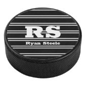 白はっきりしたモノグラムと名前、黒の灰色の線 アイスホッケーパック (3/4)