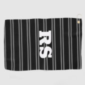 白はっきりしたモノグラム、黒の灰色の線 ゴルフタオル (横)