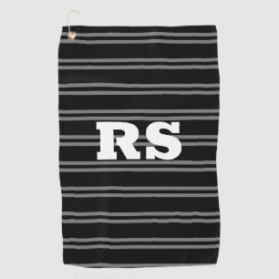 白はっきりしたモノグラム、黒の灰色の線 ゴルフタオル