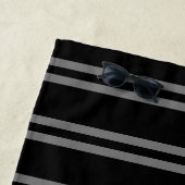 白はっきりしたモノグラム、黒の灰色の線 ビーチタオル (インサイチュ)