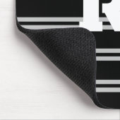 白はっきりしたモノグラム、黒の灰色の線 マウスパッド (コーナー)