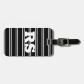 白はっきりしたモノグラム、黒の灰色の線 ラゲッジタグ (正面横)
