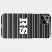 白はっきりしたモノグラム、黒の灰色の線 iPhoneケース (裏面横)