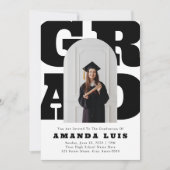 白はっきりしたレトロ卒業招待状 招待状 (正面)