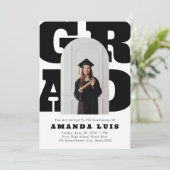 白はっきりしたレトロ卒業招待状 招待状 (スタンド正面)