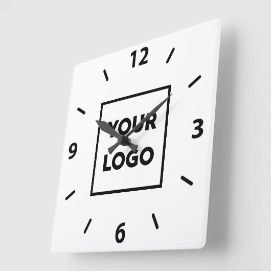 白はっきりした地のカスタムビジネスのロゴ スクエア壁時計 (傾斜)