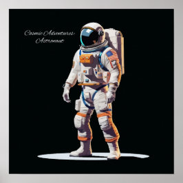 白はっきりした宇宙飛行士 ポスター