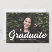 白はっきりした文字の写真卒業 案内状 (正面)