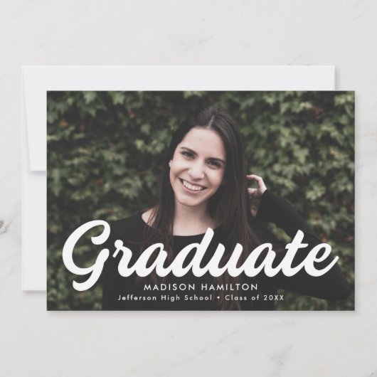 白はっきりした文字の写真卒業 案内状 (正面)