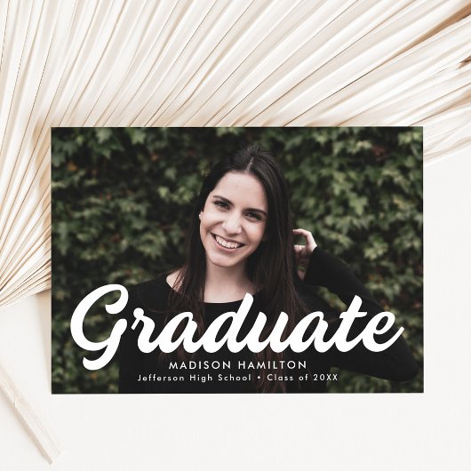 白はっきりした文字の写真卒業 案内状