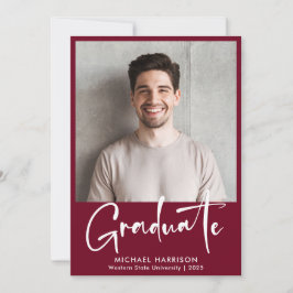 白はっきりした文字フォトブルゴーニュ卒業 案内状