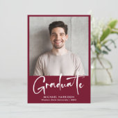 白はっきりした文字フォトブルゴーニュ卒業 案内状 (スタンド正面)