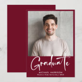 白はっきりした文字フォトブルゴーニュ卒業 案内状 (正面/裏面)